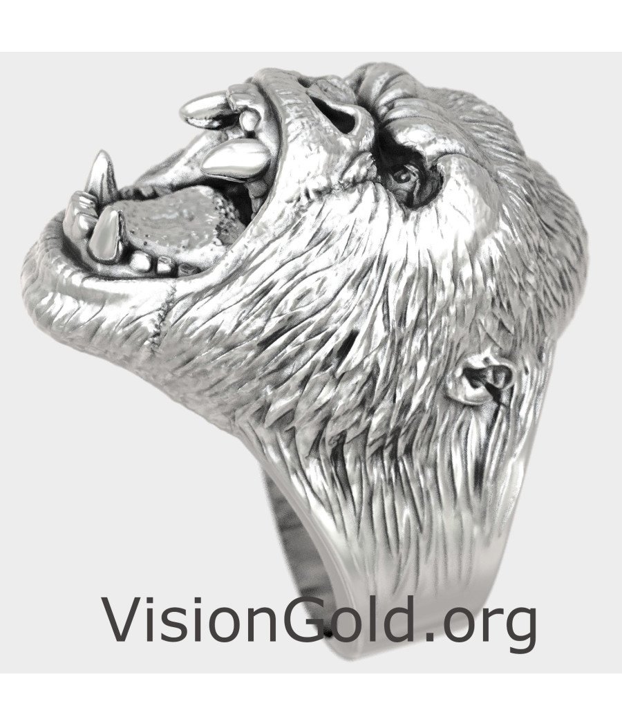 Herren Silber Gorilla Ring 0927