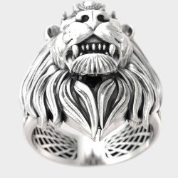 Herren Signet Löwe König Krone Biker Ring 0931