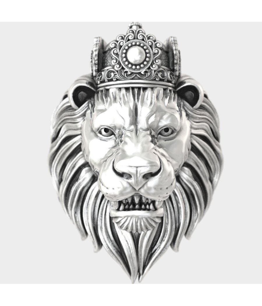 Bague Signet Lion King Crown Biker 0931