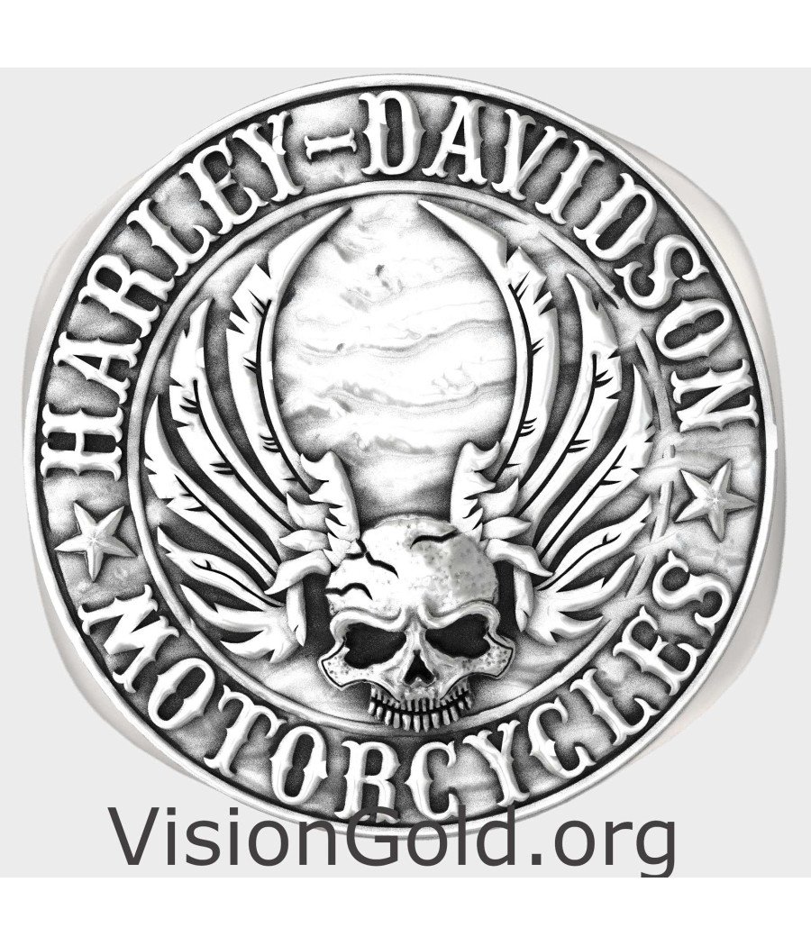 Vintage Harley-Davidson Biker Silver Ring 0939