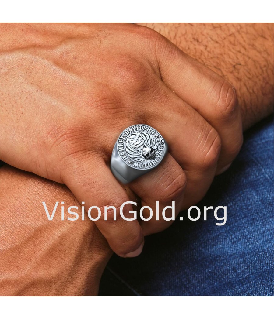 Vintage Harley-Davidson Biker Silver Ring 0939