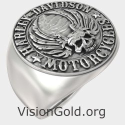 Vintage Harley-Davidson Biker Silver Ring 0939