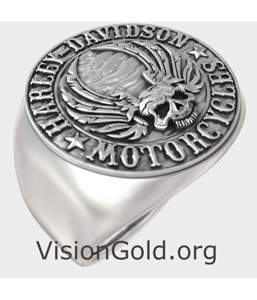 Vintage Harley-Davidson Biker Silver Ring 0939