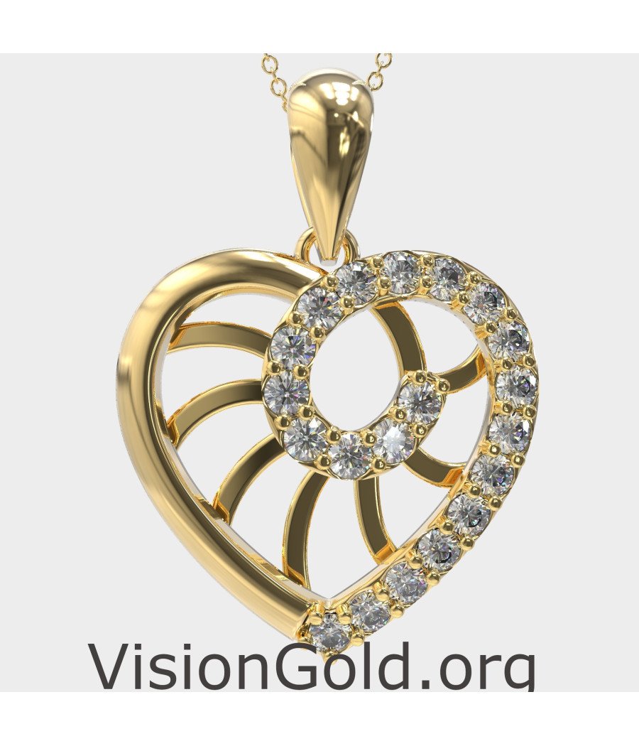 Romantic Heart Pendant Necklace 14k 0561K