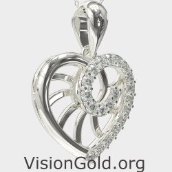 14K WhiteGold Heart Necklace 0561L