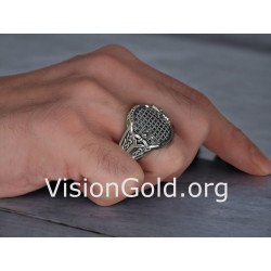 Кольцо с черным ониксом Royal Men Signet Ring 0945