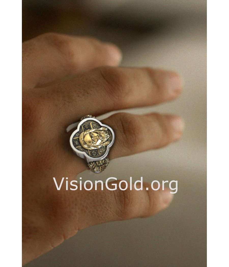 Anillo de sello para hombre con Jesucristo 0946K