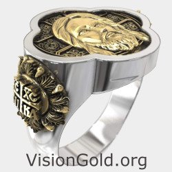 Anillo de sello para hombre con Jesucristo 0946K