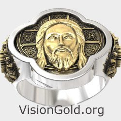 Anillo de sello para hombre con Jesucristo 0946K