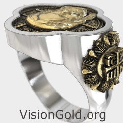 Anillo de sello para hombre con Jesucristo 0946K