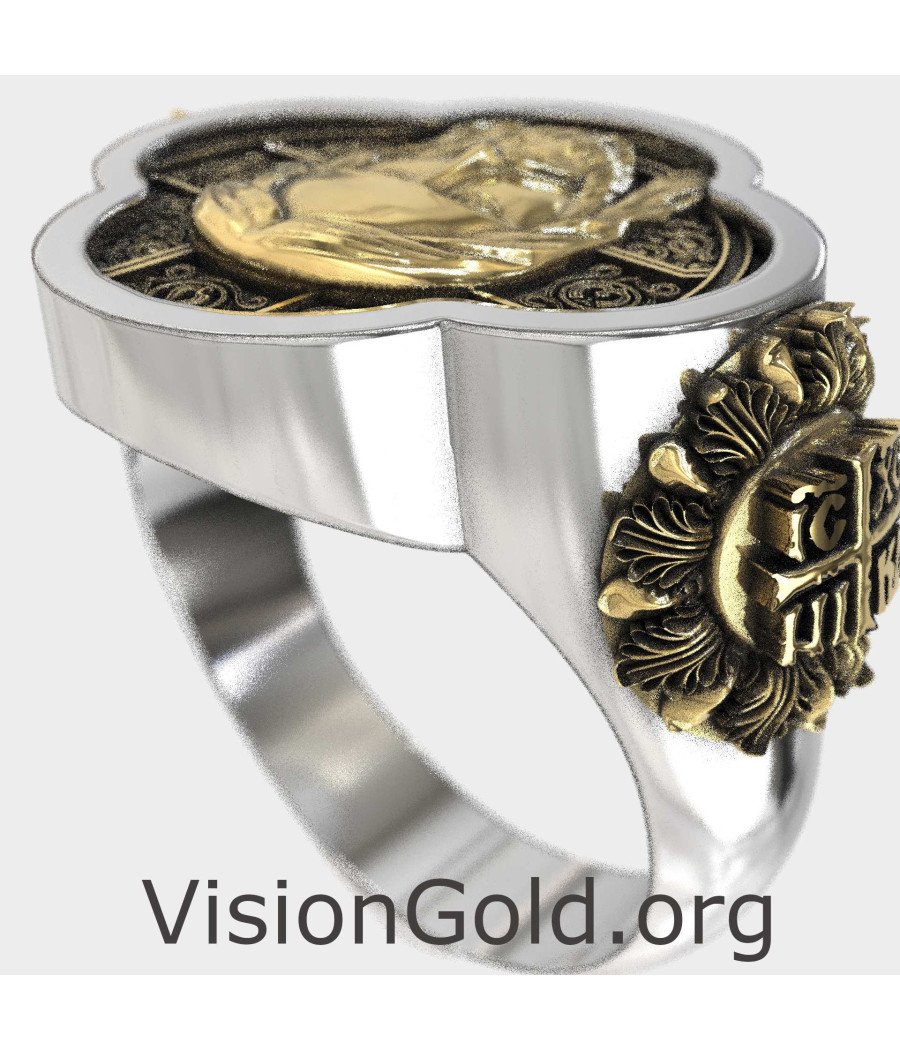 Anillo de sello para hombre con Jesucristo 0946K