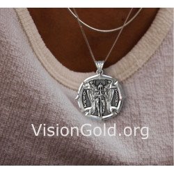 Silver Cross St. Michael Archangel Necklace 0492