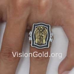 Luxury Religious Signet Saint Michael Ring 0948K