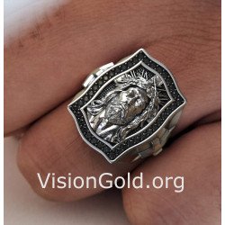 Jesus Christian Cross Signet Ring 0949