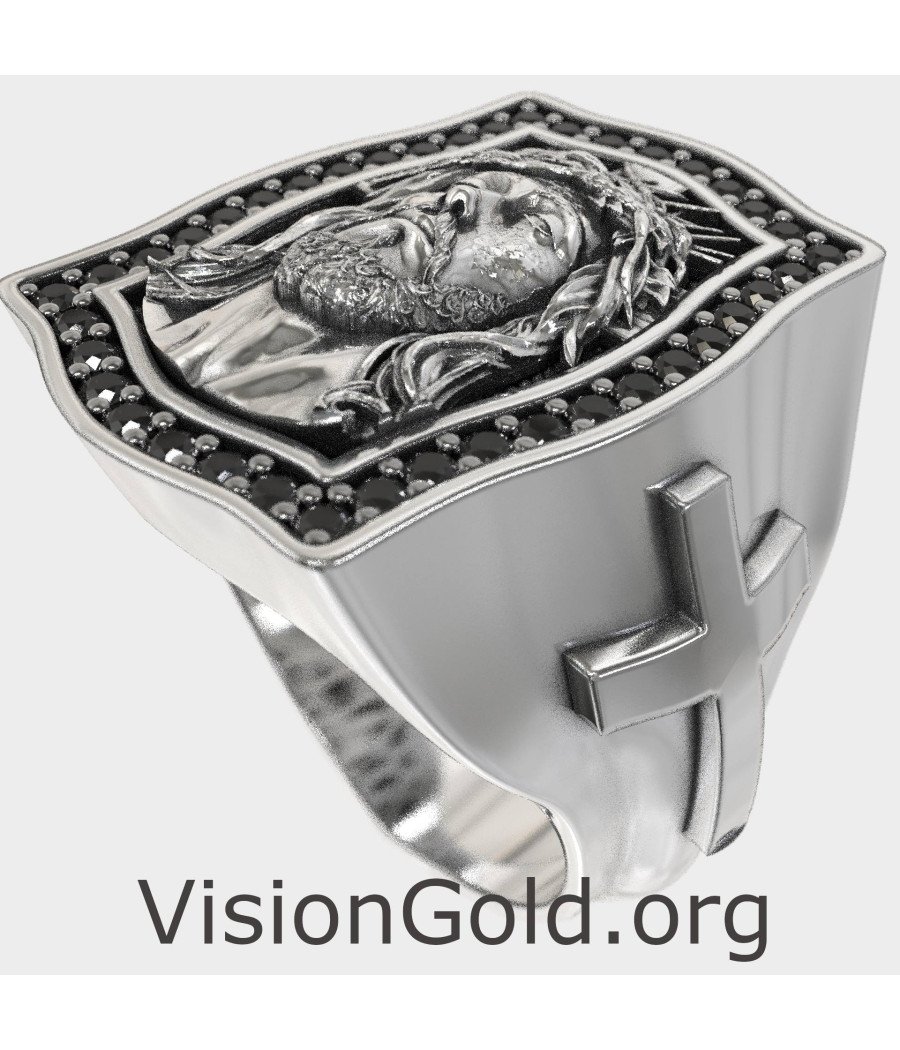 Jesus Christian Cross Signet Ring 0949