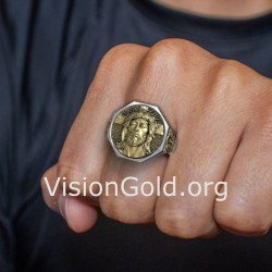 Exquisite Men's Signet Ring with Jesus 0833K