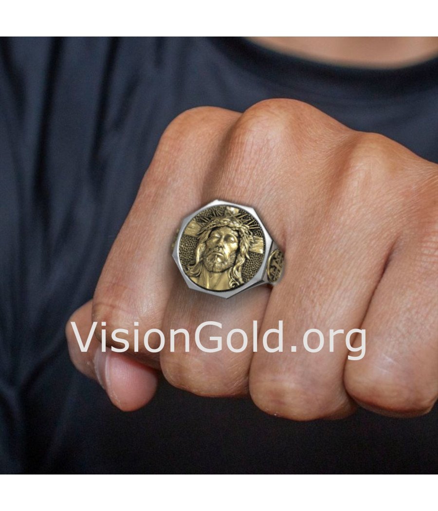 Exquisite Men's Signet Ring with Jesus 0833K