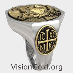 Exquisite Men's Signet Ring with Jesus 0833K