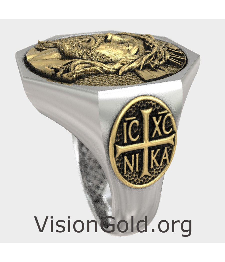 Exquisite Men's Signet Ring with Jesus 0833K