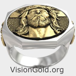 Exquisite Men's Signet Ring with Jesus 0833K