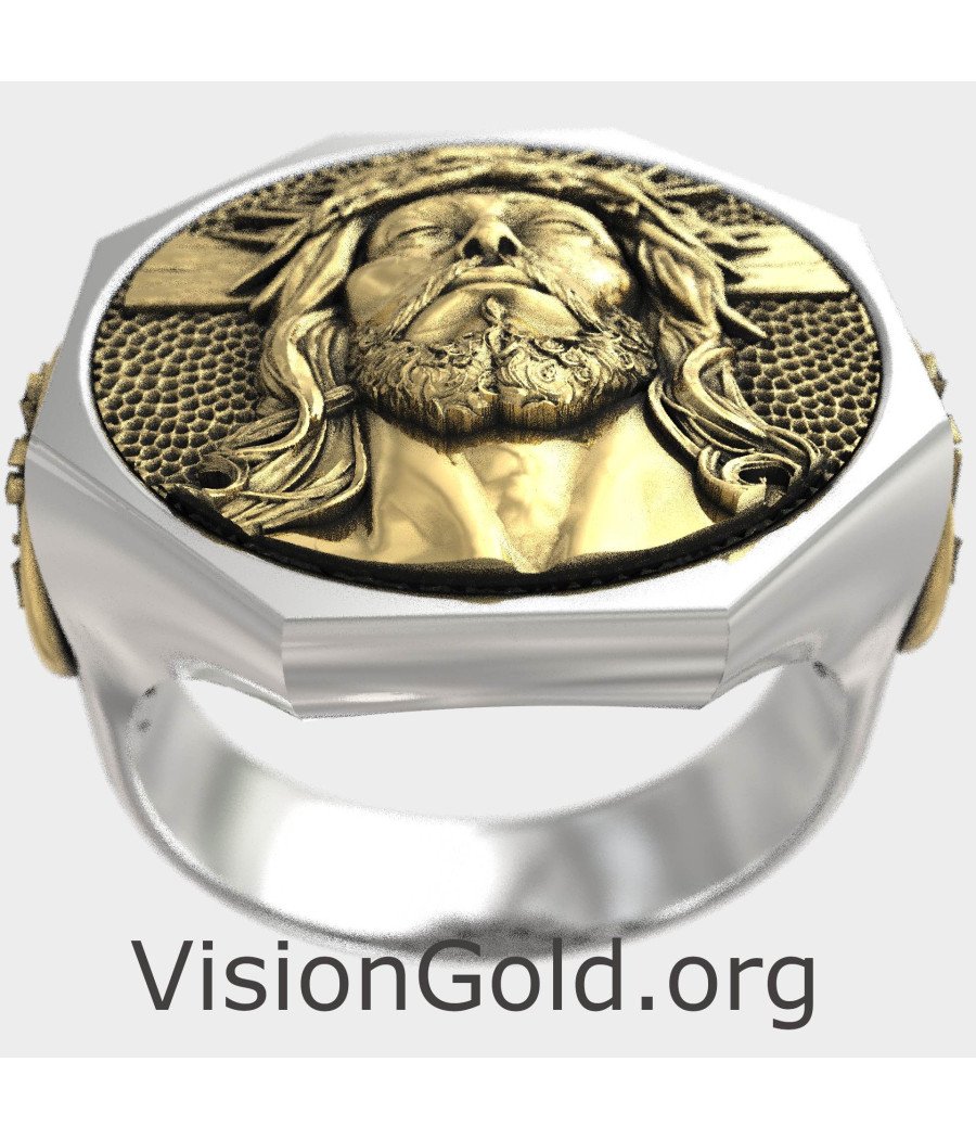 Exquisite Men's Signet Ring with Jesus 0833K