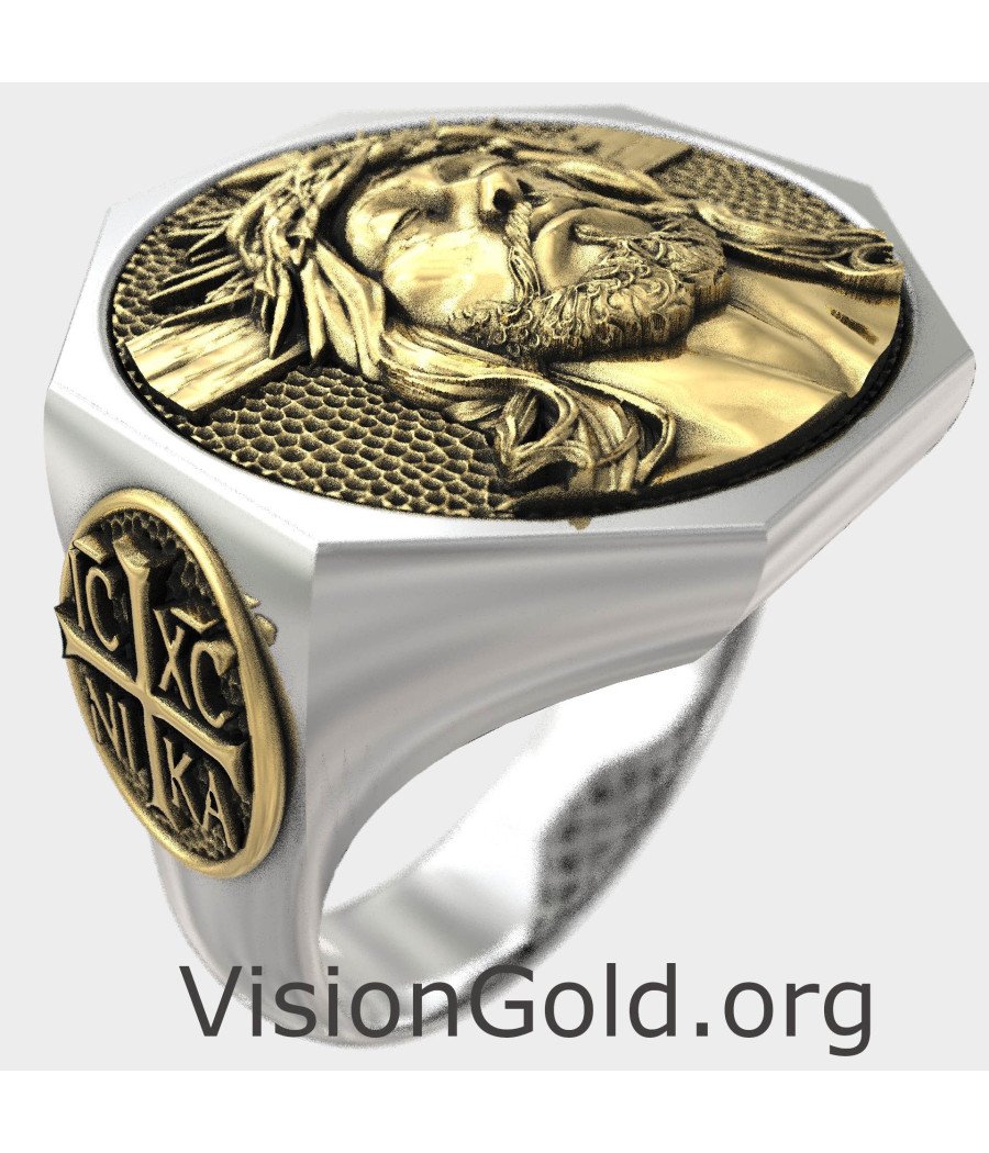 Exquisite Men's Signet Ring with Jesus 0833K