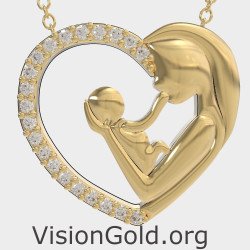 Pendentif mère et enfant en forme de coeur 0889K