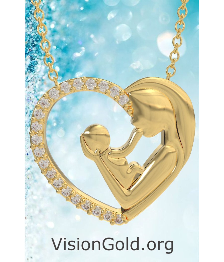 Pendentif mère et enfant en forme de coeur 0889K