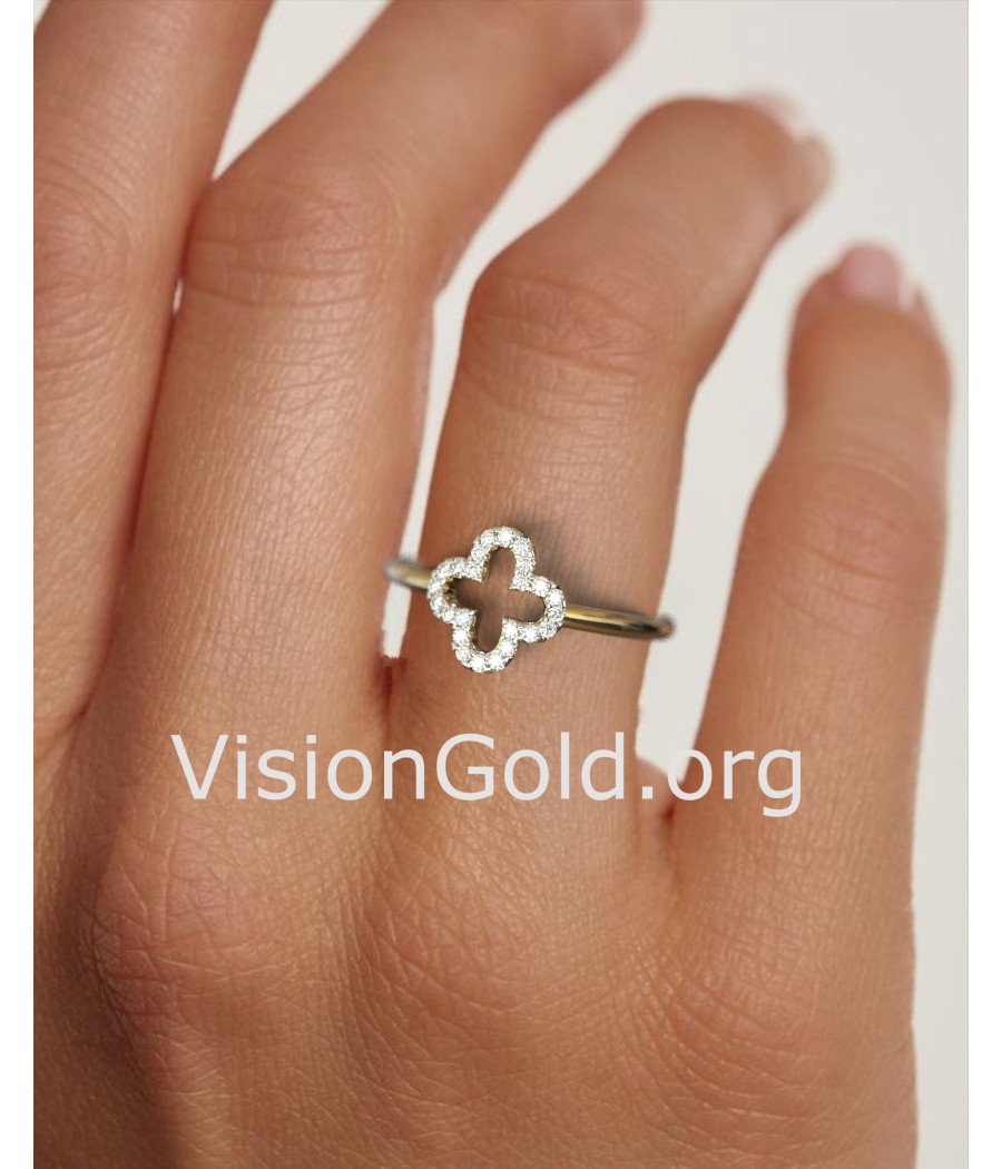 Dainty & Minimalist Pave Cross Ring 0081K