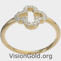 Dainty & Minimalist Pave Cross Ring 0081K