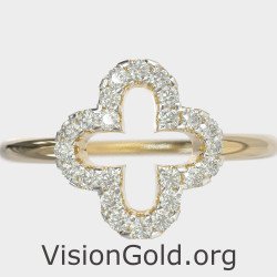 Dainty & Minimalist Pave Cross Ring 0081K