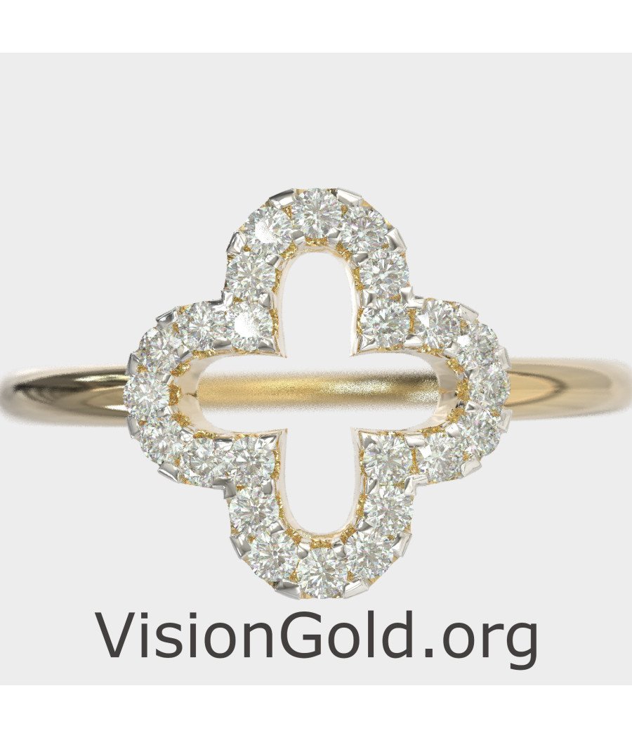 Dainty & Minimalist Pave Cross Ring 0081K