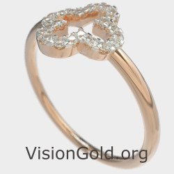 Elegante Cruz Anillo Religioso Oro Rosa 0081R