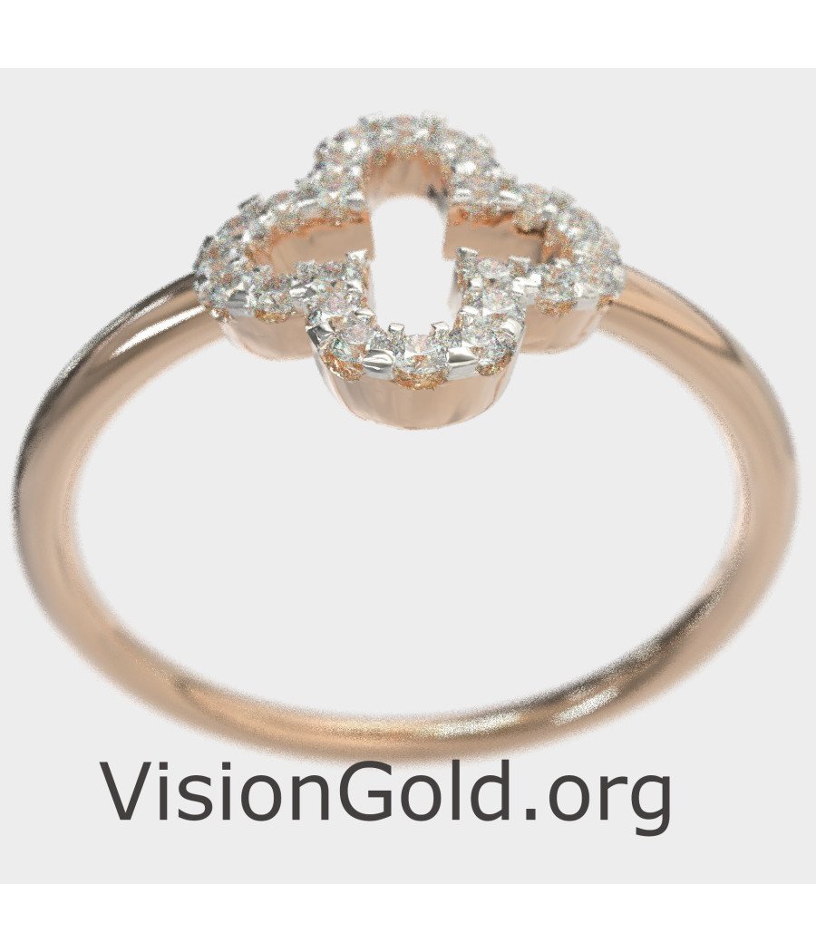 Elegante Cruz Anillo Religioso Oro Rosa 0081R