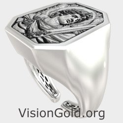 Religious St Michael Men Signet Ring 0959