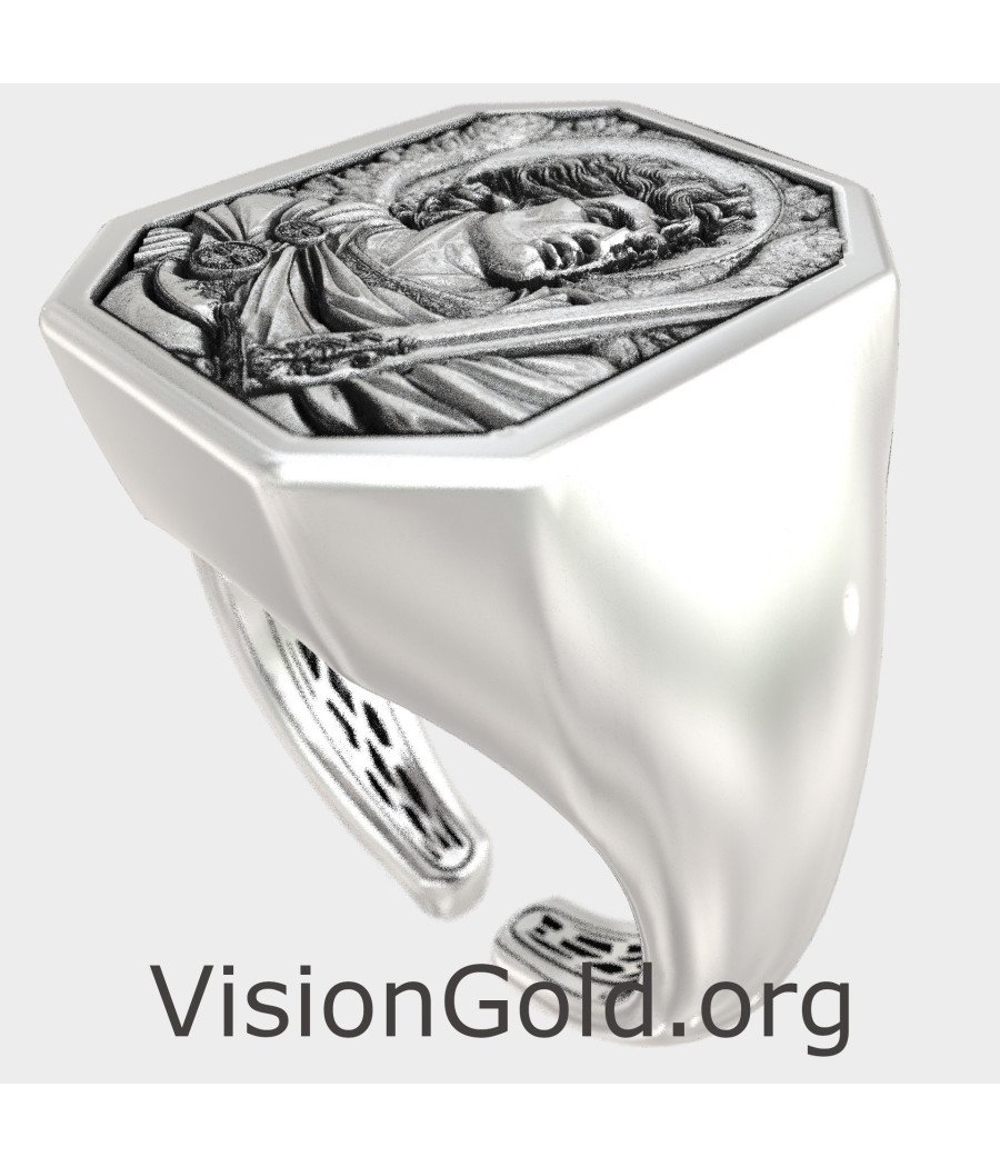 Religious St Michael Men Signet Ring 0959