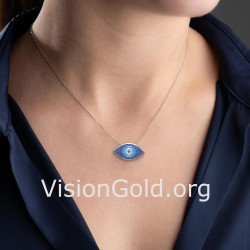 Многослойное серебряное ожерелье Evil Eye 0214LMPPTS