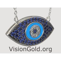 Многослойное серебряное ожерелье Evil Eye 0214LMPPTS