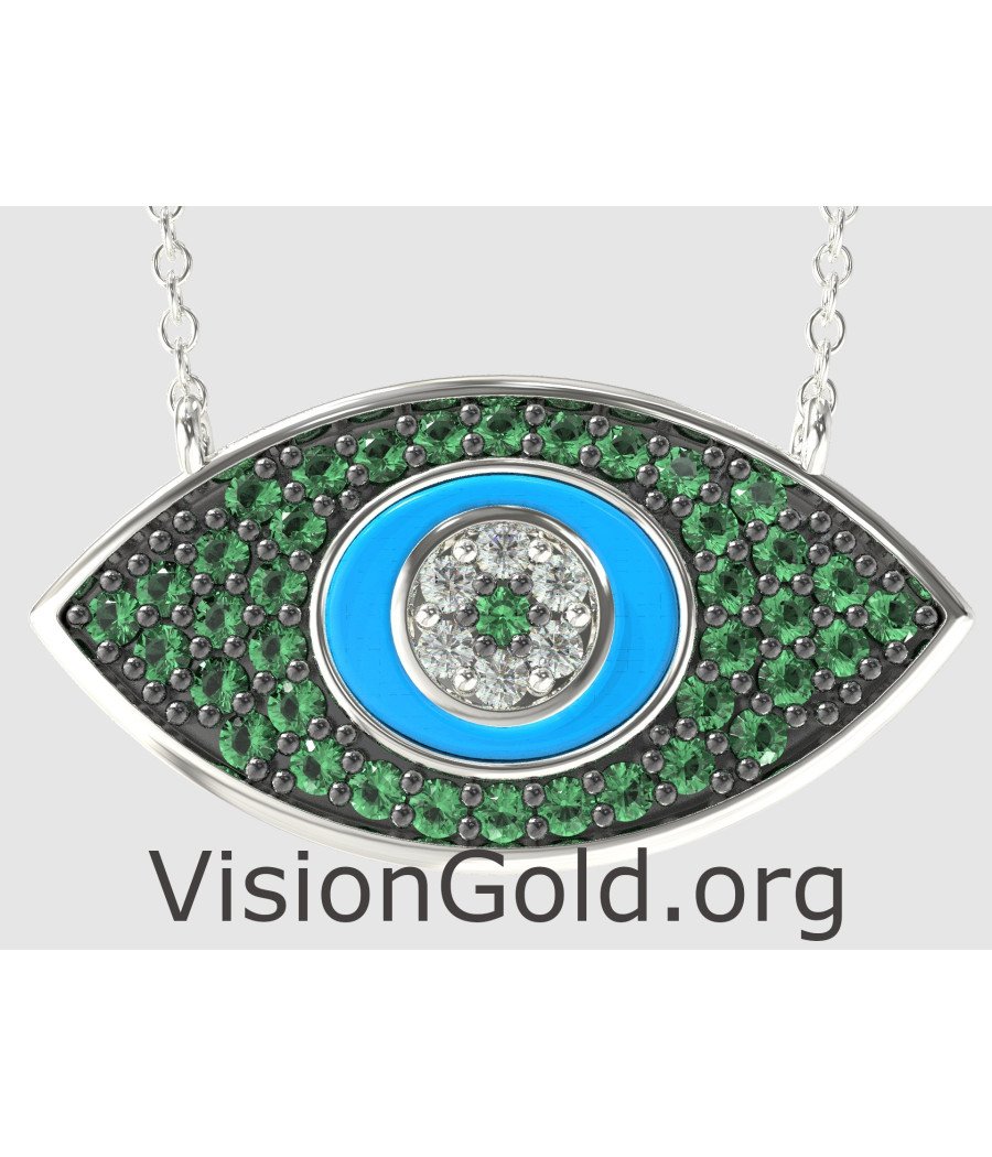 Luxury Layering Greek Evil Eye Pendant 0214LPPTS