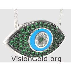 Luxury Layering Greek Evil Eye Pendant 0214LPPTS