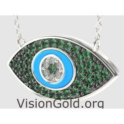 Luxury Layering Greek Evil Eye Pendant 0214LPPTS