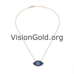 Collier avec breloque œil maléfique en zircon 0214RMPPTS