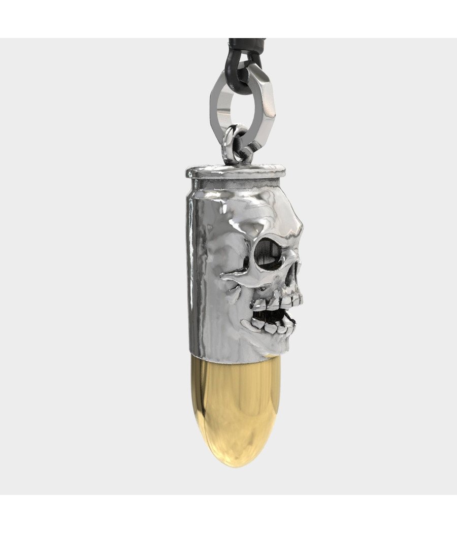 Schädel Bullet Handmade Silber Halskette 0502K