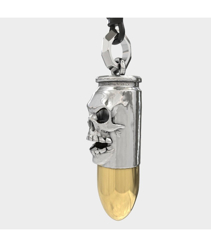 Skull Bullet Handmade Silver Necklace 0502K