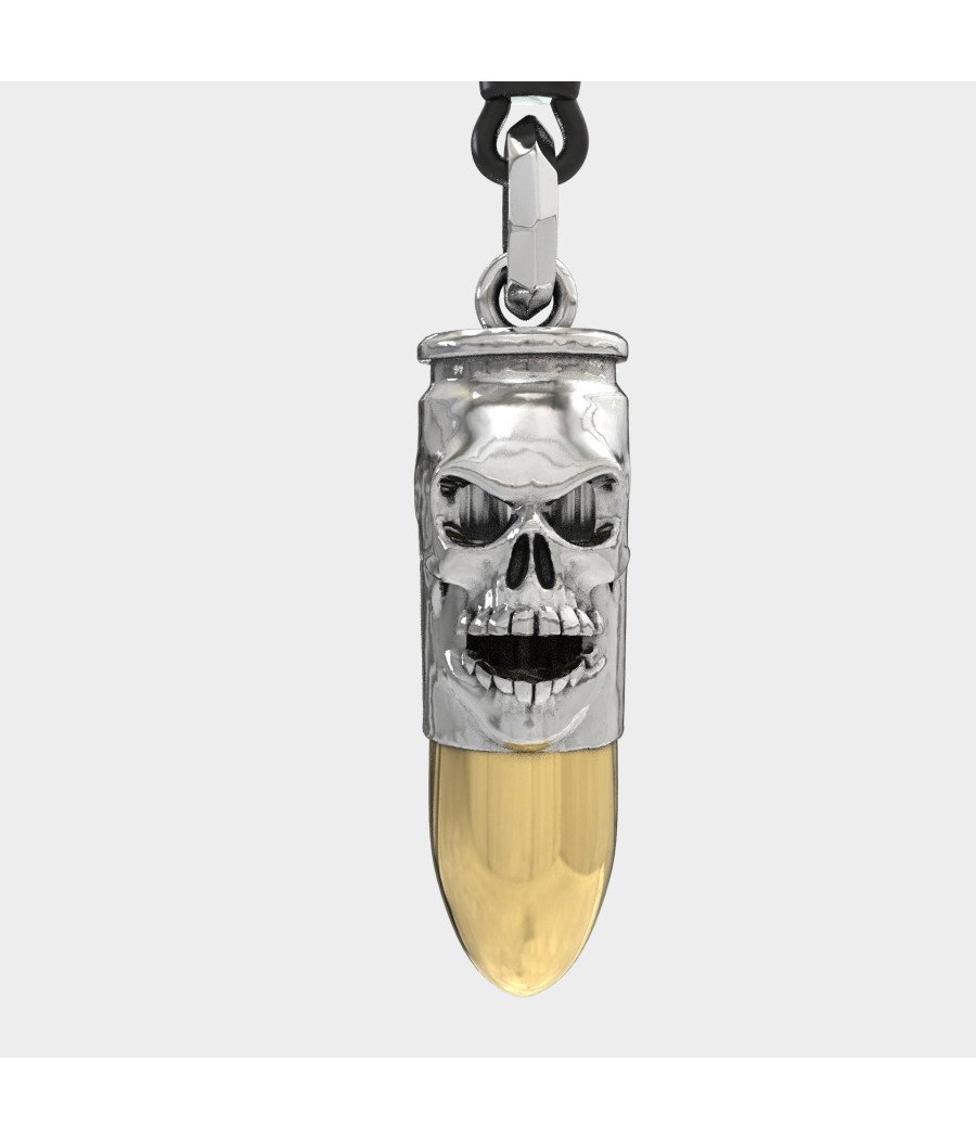 Skull Bullet Handmade Silver Necklace 0502K