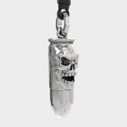 Skull Silver Men Bullet Pendant Necklace 0502L