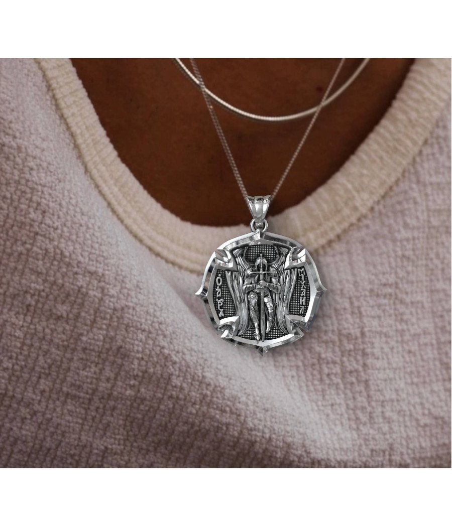 Silver Cross St. Michael Archangel Necklace 0492