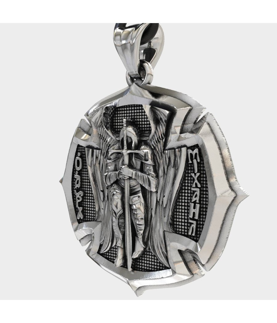 Silver Cross St. Michael Archangel Necklace 0492