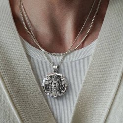 Серебряное ожерелье ручной работы "Распятие Иисуса" 0491