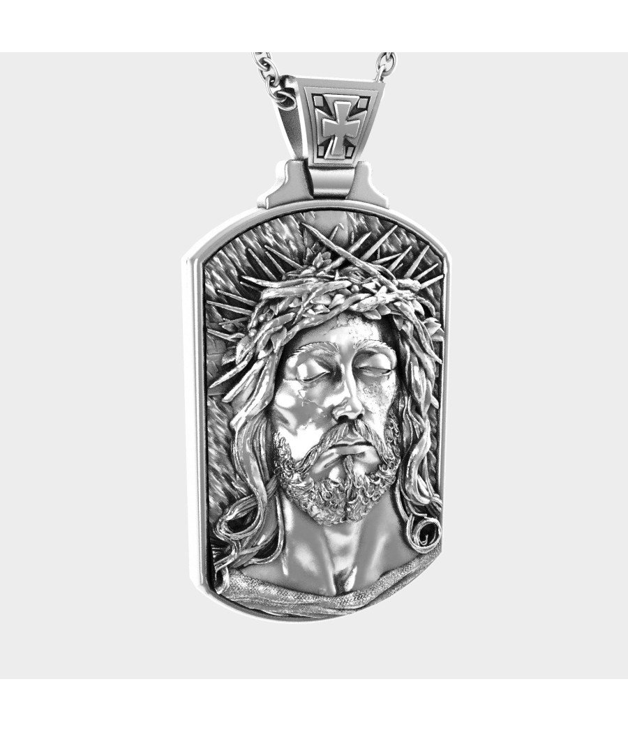 Collier homme Jésus chrétien en argent 0473